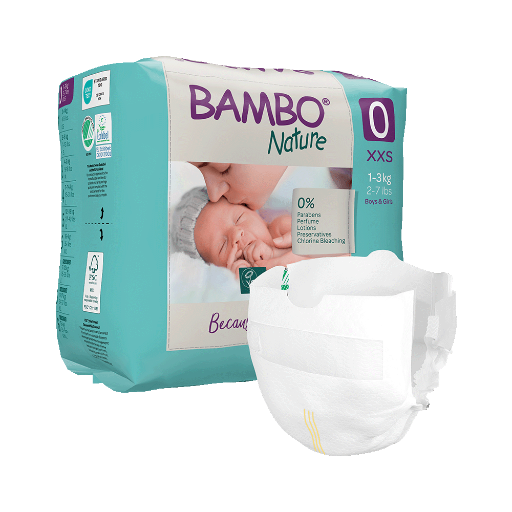 Pañales Bambo Nature Talla 0, (1-3 kg ), 24 unidades
