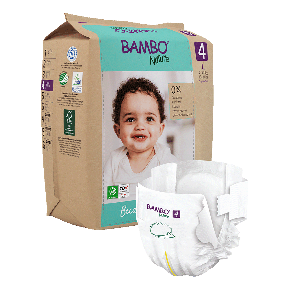 Bambo Nature Diapers size 4, (7-14 kg / 15-31 lbs), 24 pcs