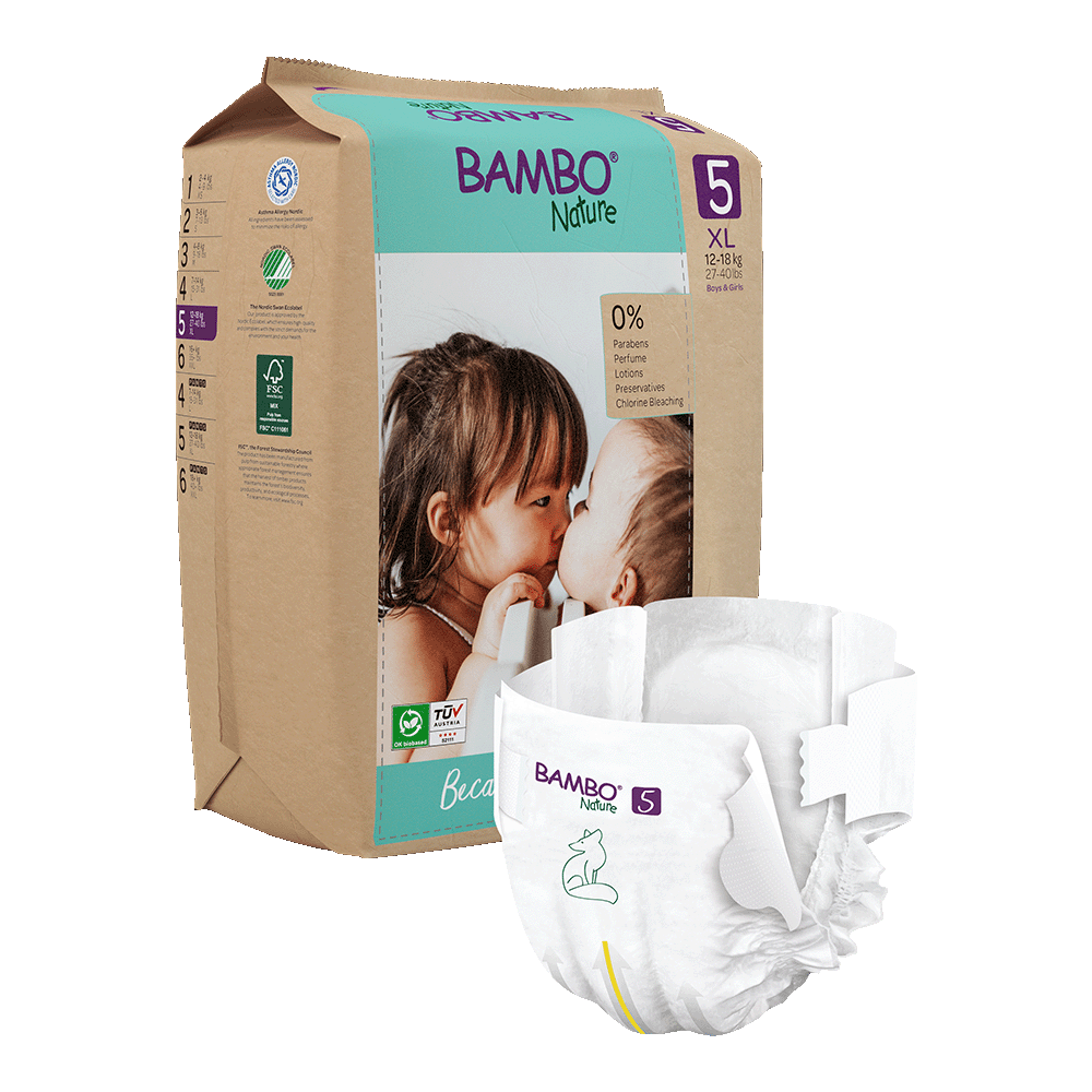 Pañales Bambo Nature talla 5, (12-18 kg), 22 unidades