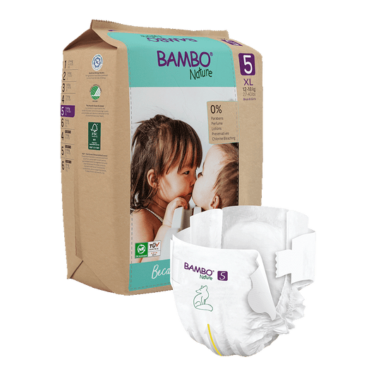 Pañales Bambo Nature talla 5, (12-18 kg), 22 unidades