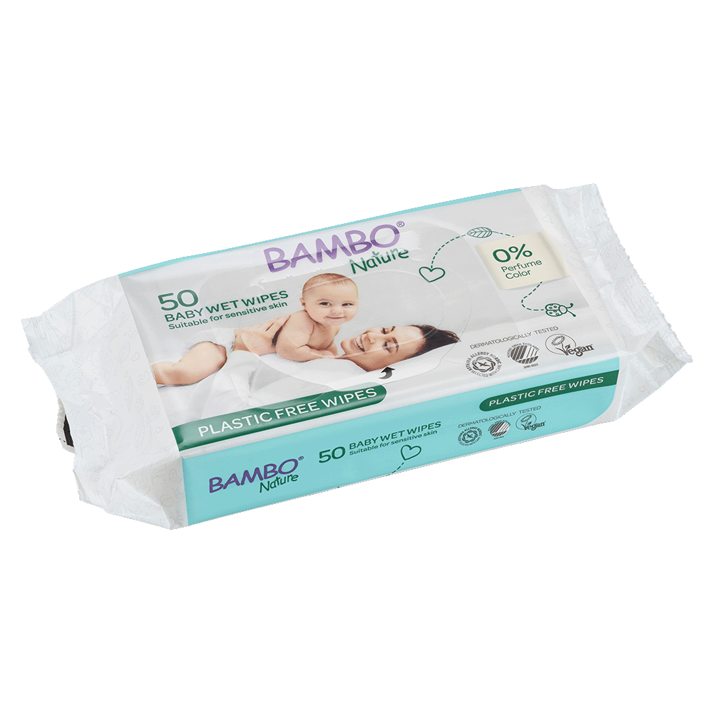 Toallitas húmedas Bambo Nature sin plástico, 50 unidades