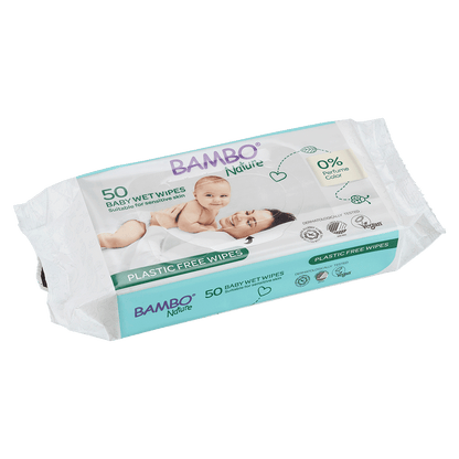 Toallitas húmedas Bambo Nature sin plástico, 50 unidades