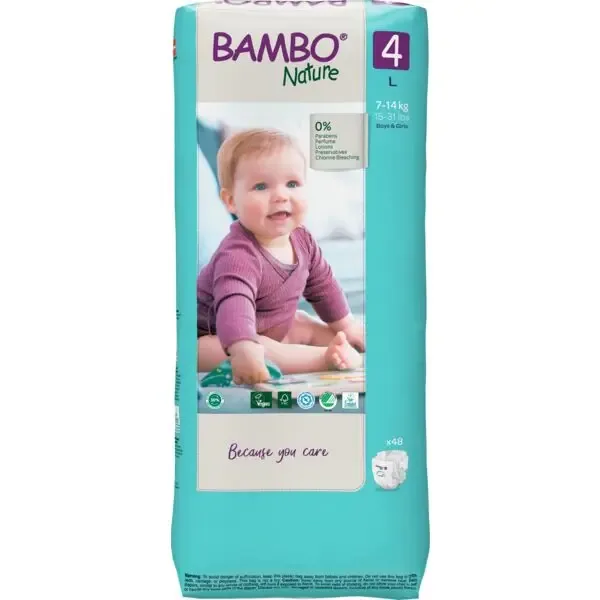 [1000019264] Bambo Nature Pañales Talla 4 (7–14 kg) - Gran Formato - caja de 3 bolsas x 48 uds
