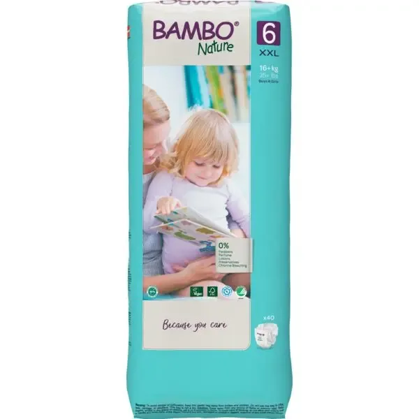 [1000019266] Bambo Nature Pañales Talla 6 (16+ kg) - Gran Formato - caja de 3 bolsas x 40 uds