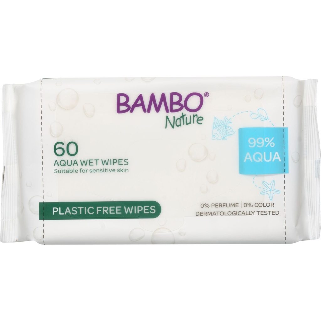 Bambo Nature Toallitas húmedas Aqua 99% agua -caja de 12 x 60 uds